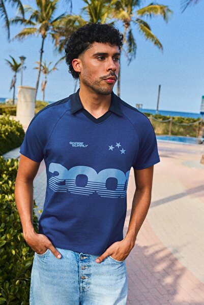 Bershka Retro desenli polo yaka tişört