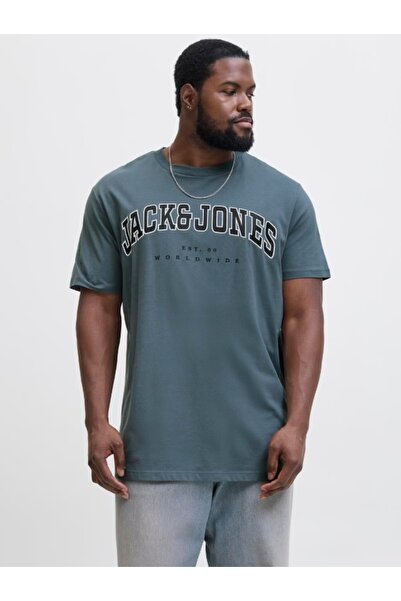 Jack & Jones Büyük Beden Sifir Yaka Kisa Kollu Tisört - Caleb
