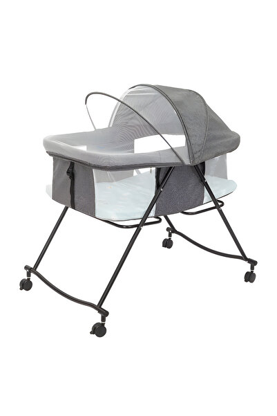 Velaris Breathable Mesh Baby Bed Gray - Foldable Frame with Wheels - Restful ...