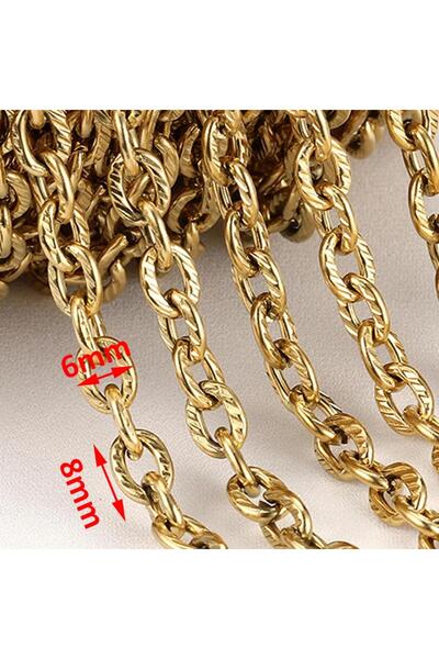 Choice Gold Color 1Meter Stainless Steel 6x8mm Textured Coarse Cable Chain fo...