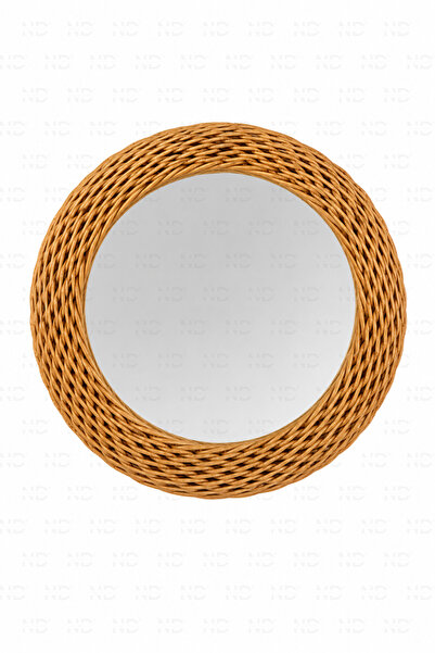 NATUREL DEKOR Rattan Tasarım Örme Yuvarlak Dekoratif Ayna 40 cm, Bohem, Iskan...