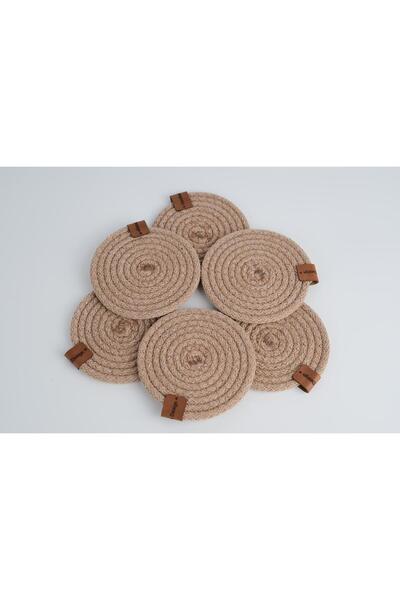 Fabrix Home Set of 6 Handmade Cotton Coasters Chickpea Bohemian Coffee Corner Decor