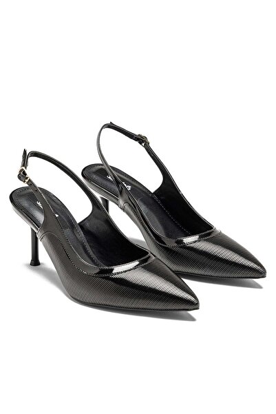 Dedos Women's Open Back Line Patterned Buckle Pointed Toe Thin Heeled Evening...