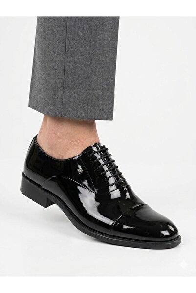 Fosco Men's Black Lace-Up Genuine Leather Classic Shoes