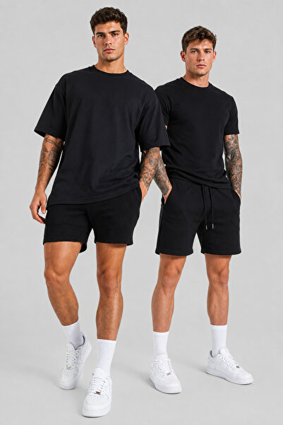 RABTEKS Men's Black-Grey 2-Pack Solid Color Regular Shorts