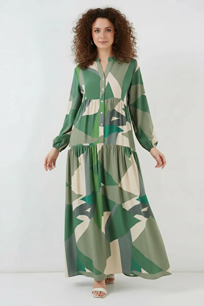 buğrahayalin Women's High Collar, Gathered Waist, Authentic Patterned Viscose...