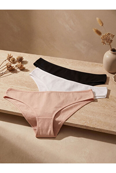 LC Waikiki Rmz Gi̇yi̇m Farkiyla Flat Brazilian Panties 3-Pack