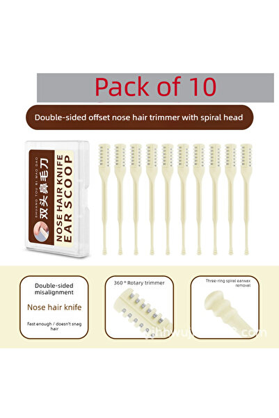 Choice4 10pcs Manual Nose Hair Trimmer with Double-Sided Blade, Spiral Ear Cl...