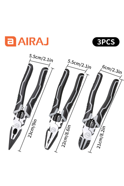 Choice3 طقم AIRAJ من 3 قطع، كماشة أسلاك كهربائية متعددة الوظائف، قواطع أسلاك ...