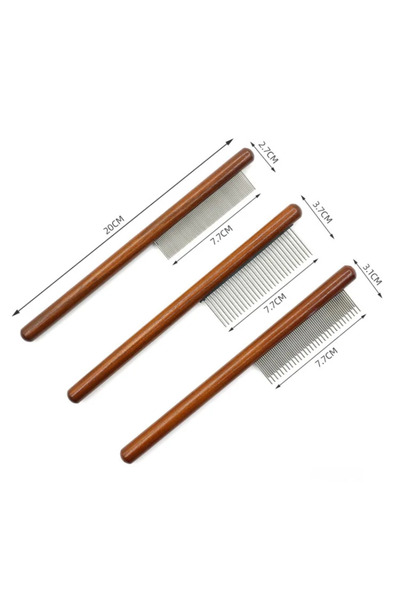 Choice 3pcs Cat Comb Cat Accessories Stainless Steel Pet Hair Remover Wooden ...