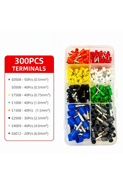 Choice8 Mix In Box 22-10AWG 300pcs Insulated Cord End Terminals Kit, 8 Sizes ...