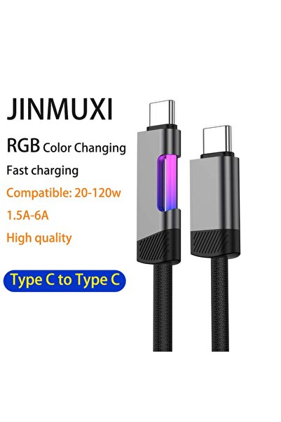 choice2 كابل USB نوع C إلى نوع C من JINMUXI بطول 1 متر، 20-120 واط، مع إضاءة ...