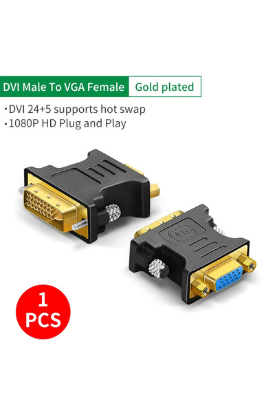 choice2 محول DVI إلى VGA، موصل DVI-I ذكر 24+5 دبوس إلى VGA أنثى، محول فيديو ب...