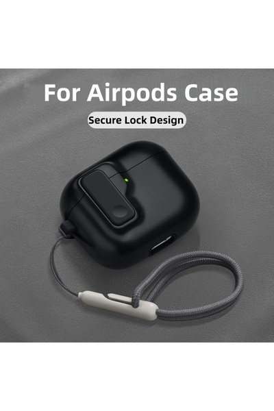 Choice30 غطاء حماية أسود مقاوم للصدمات لسماعات Airpods 4 2024 مع قفل أمان وسل...