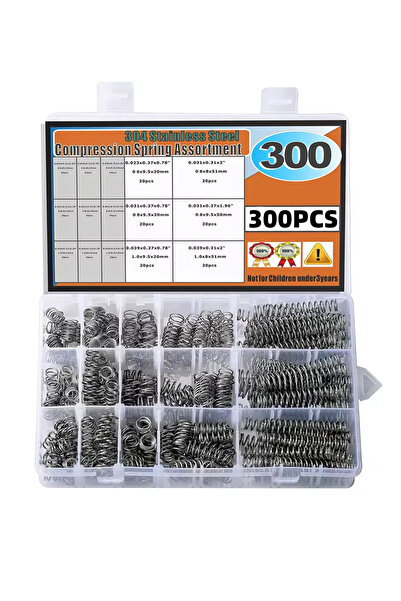 Choice 300pcs 10-50mm 300pcs 300Pcs Stainless Steel Compression Spring Kit 15...
