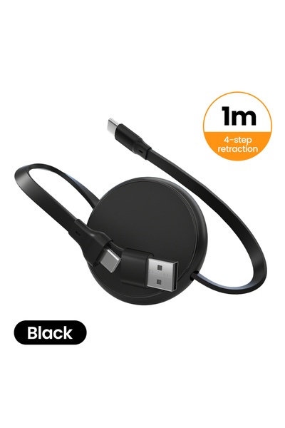 Choice1 كابل USB-C قابل للسحب بطول 1 متر، أسود، 240 واط، 2 في 1، USB-A/Type C...