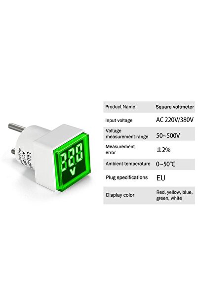 Choice6 square green 1PC EU Plug LED Household Digital Monitor Alternating Cu...
