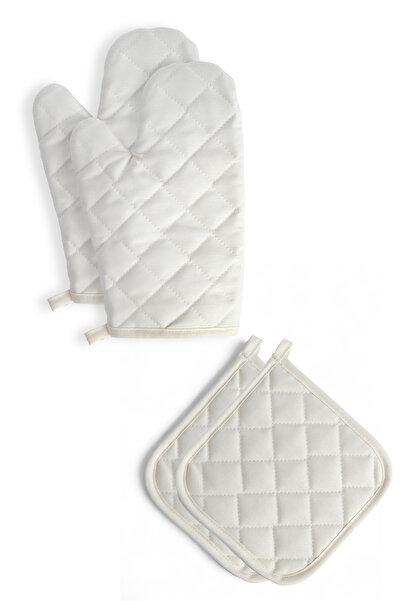 Casasro Waterproof Checkerboard Set - Pack of 4 (Apron + Gloves + Holders)