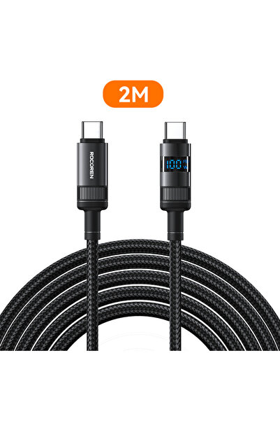 Choice1 2M Rocoren 100W Type C to Type C Cable With Digital Display Fast Char...