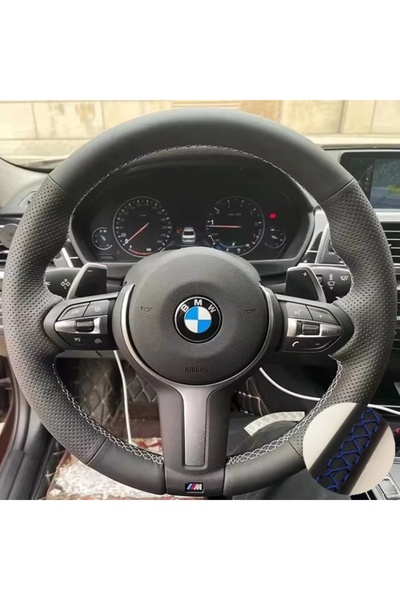 Choice Blue Thread DIY Microfiber Leather Car Steering Wheel Cover For BMW M ...