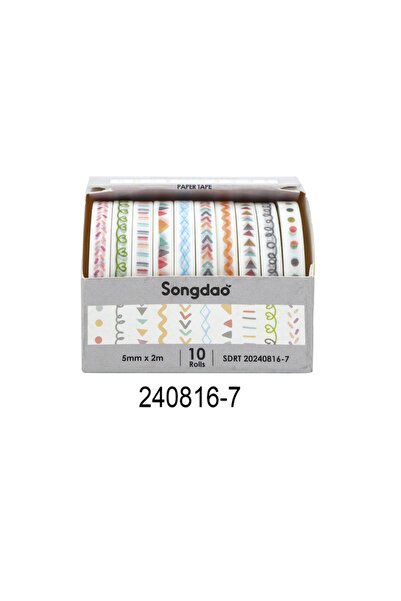 choice2 20240816-7 10 لفات/علبة من شريط ورق واشي بتصميم زهور نباتية، مادة زخر...