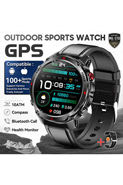 Choice6 Dual Band GPS Black Leather T-Rex 3 Pro Grade AGPS Smart Watch 10ATM ...