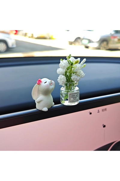 Choice1 C Car'S Mounted Bunny Smelling Floral Fragrance Healing Ornament Cons...