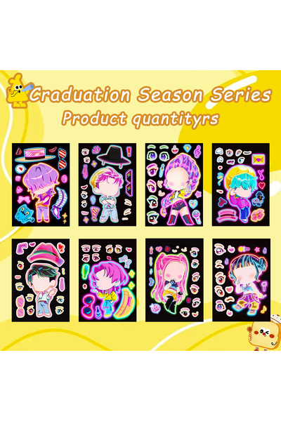 Choice Hasbro 8 pcs 8pcs Funny Girls Stickers Toys Make A Face Puzzle DIY Sti...