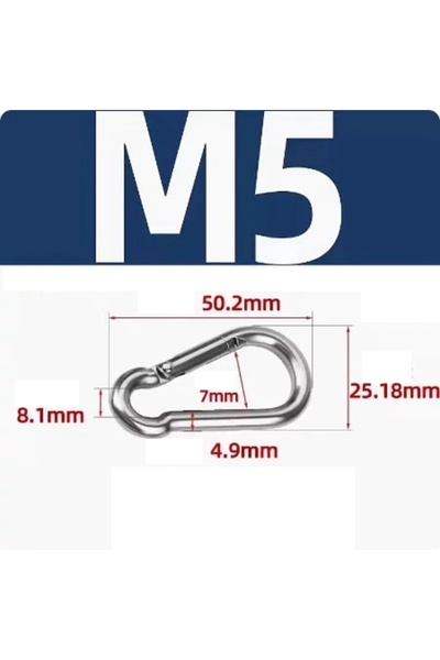 Choice15 مشبك كارابينر من الفولاذ المقاوم للصدأ 304 مقاس M5-01-1.97IN، مشبك ز...