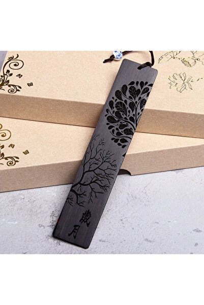 Choice black Chinese Style Wooden Bookmark Retro Carving Mahogany Book Mark S...