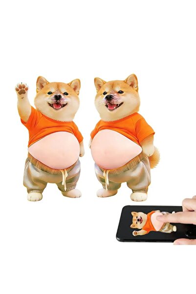 choice2 S-A-2pcs New Kawaii Cat Belly Sticker 3D Cute Kitten With Orange Outf...