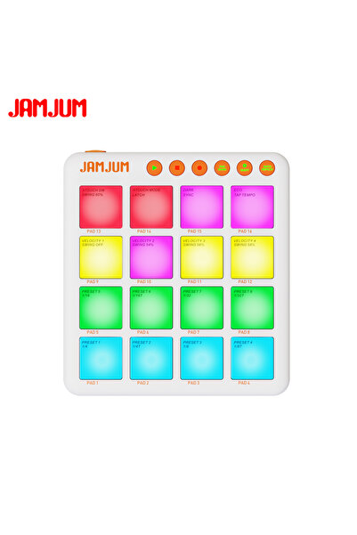 Choice WHITE JAMJUM POCKET Beats Wireless MIDI Pad Controller - 16 RGB Pads, ...