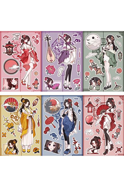 Choice 8PCS 8PCS Original Ancient Style Girl Wearing Guka Stickers For Helmet...