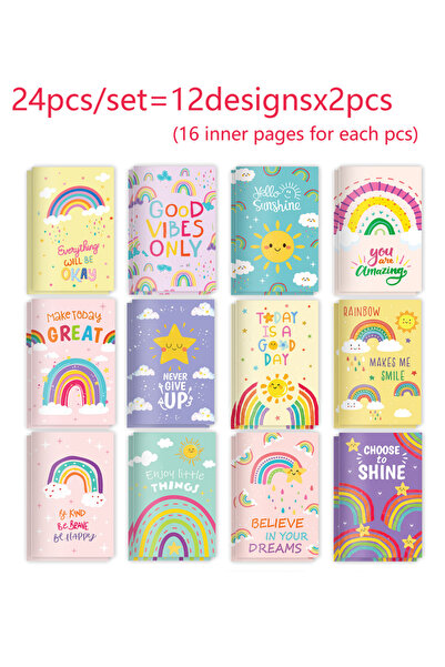 Choice 24pcs-Rainbow-JS021 12/24/36pcs Rainbow Mini Pocket Notebook, Macaron ...