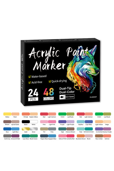Choice 24Pack-48Colors 24/48/72/144 Colors Acrylic Paint Markers, Dual-Tip Du...