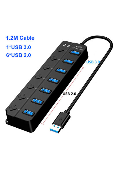 choice2 kebidumei 7P 1xUSB3.0 6xUSB2.0 KEBIDUMEI 7 Ports USB 3.0 Hub with on/...