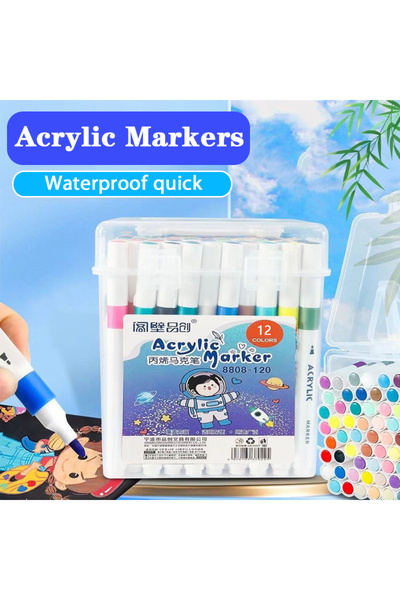 Choice4 12 colors Acrylic Brush Markers Set with Portable Case, Liquid Ink Ar...