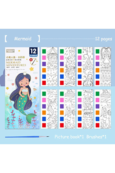 Choice5 Mermaid Portable Watercolor Book Set - 12 Sheets Gouache Painting wit...