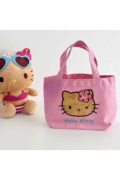 Choice B Kawaii Hello Kitty Beach Vacation Canvas Bag Cartoon Cute Embroidery...