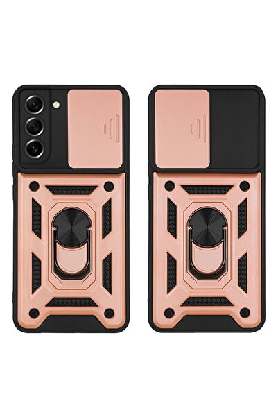 Sonique Θήκη Ring Armor CamPro για Samsung Galaxy S21 FE Ροζ Χρυσό
