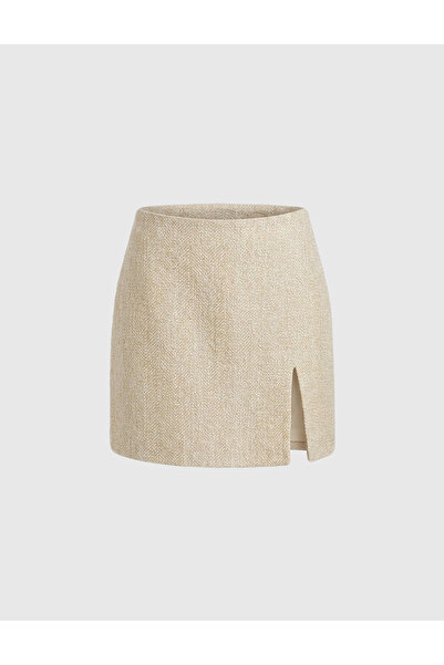 İLVİ Artemis Tweed Women's Beige Skirt