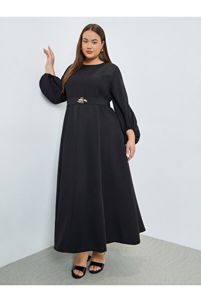 Styli Plus Size Black A-Line Maxi Dress