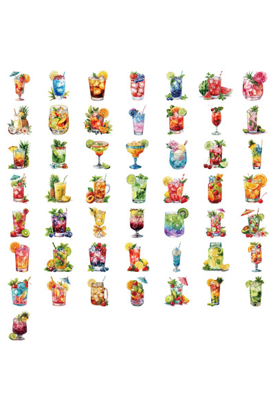 Choice 50PCSX2 50/100PCS Cartoon Summer Drink Stickers, Cartoon Graffiti Tran...