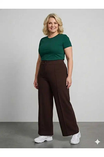 bgm fashion Ženske široke pantalone veće veličine sa elastičnim strukom