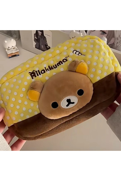 Choice4 A Japanese Polka Dot Rilakkuma Plush Pencil Bag Cute Student Pencil C...