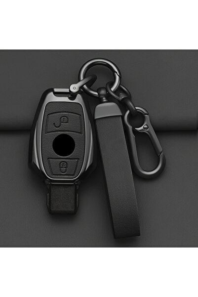 Choice3 غطاء مفتاح سيارة أسود بزرين من سبائك الألومنيوم لسيارات مرسيدس بنز CL...