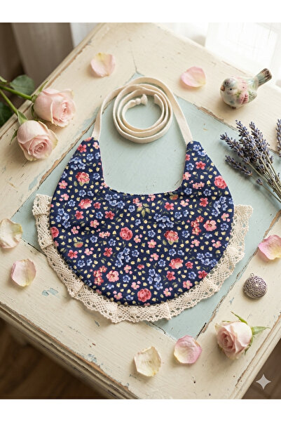 Petit Ami Blue flower bib