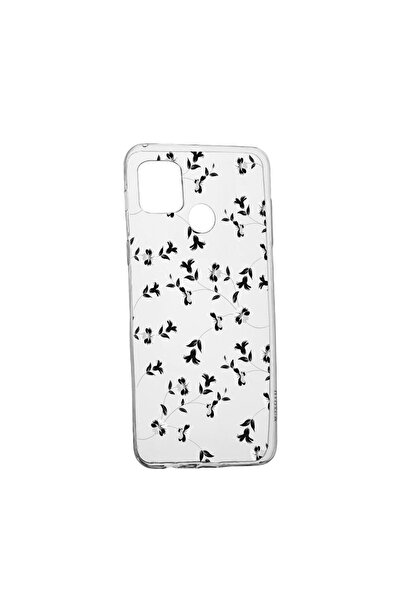 bestcase Θήκη σιλικόνης συμβατή με Realme C21, Μαύρα λουλούδια, ανθεκτική στη...