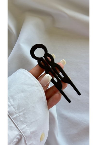 YOYYO 2-Piece Bun Clip Geometric Hair Stick - Retro Modern Hairpin Clip