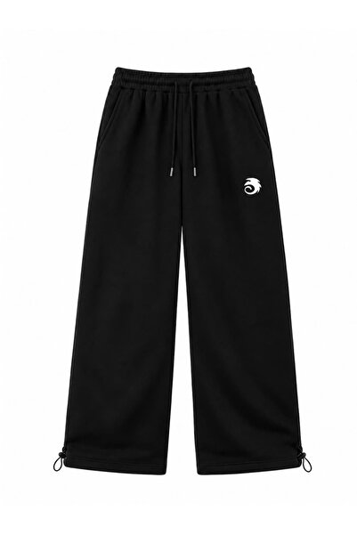 zaee Pantaloni de trening largi, cu broderie dragon și picior ajustabil